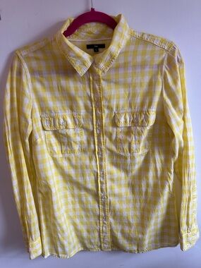 GAP Yellow and White Gingham Top